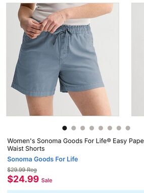 Sonoma Goods For Life Harper Blue Paperbag Waist Women's Shorts XL